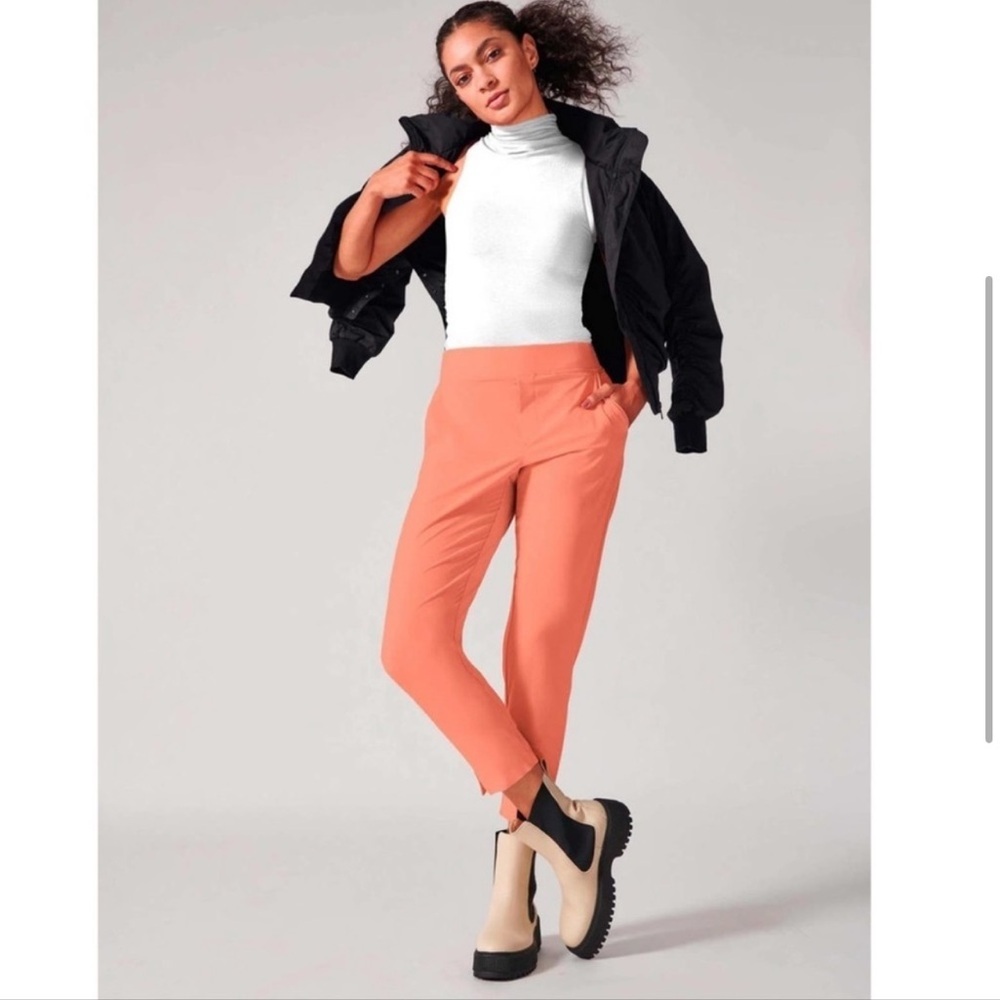 Athleta Brooklyn Ankle Athletic Stretch Pants Sunset Glow Coral za.